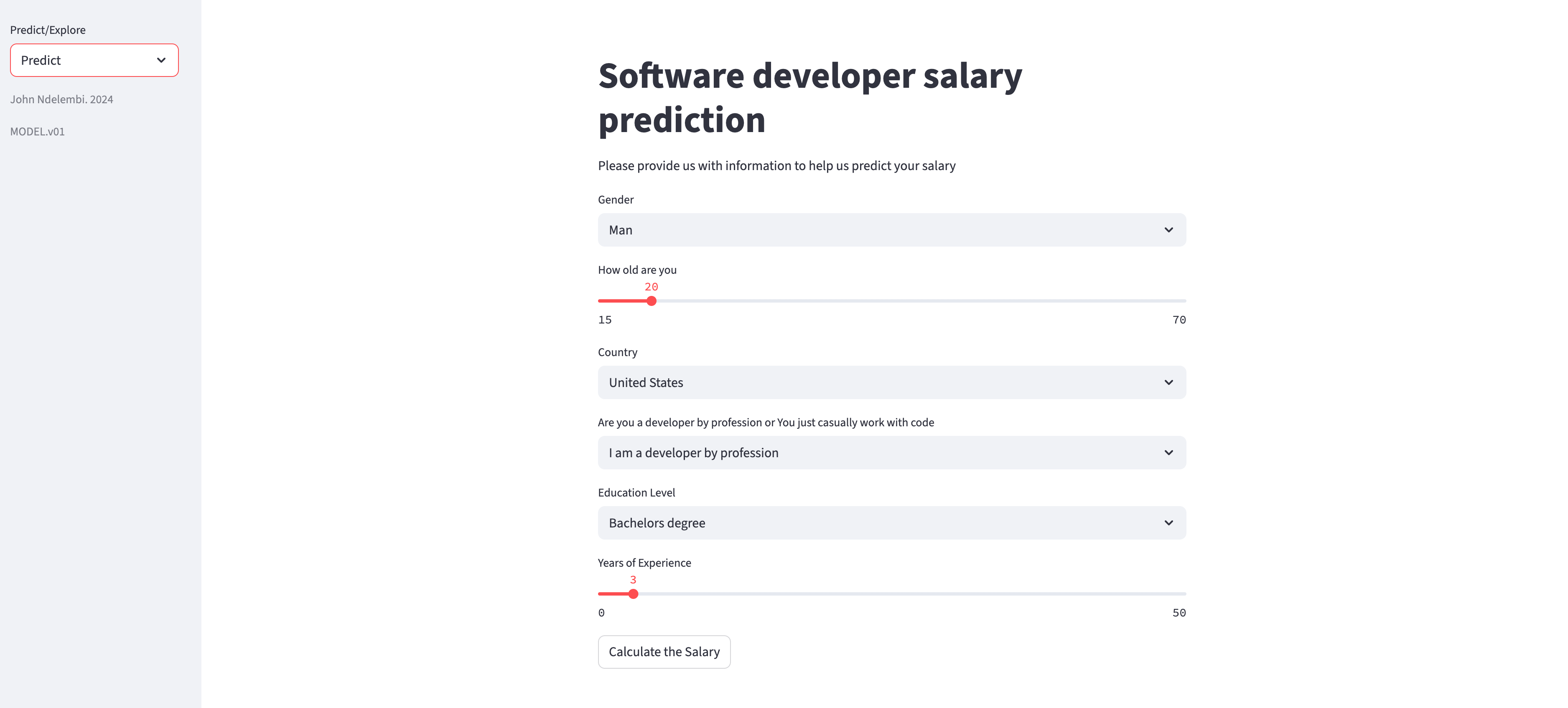 Salary Predictor Model Project